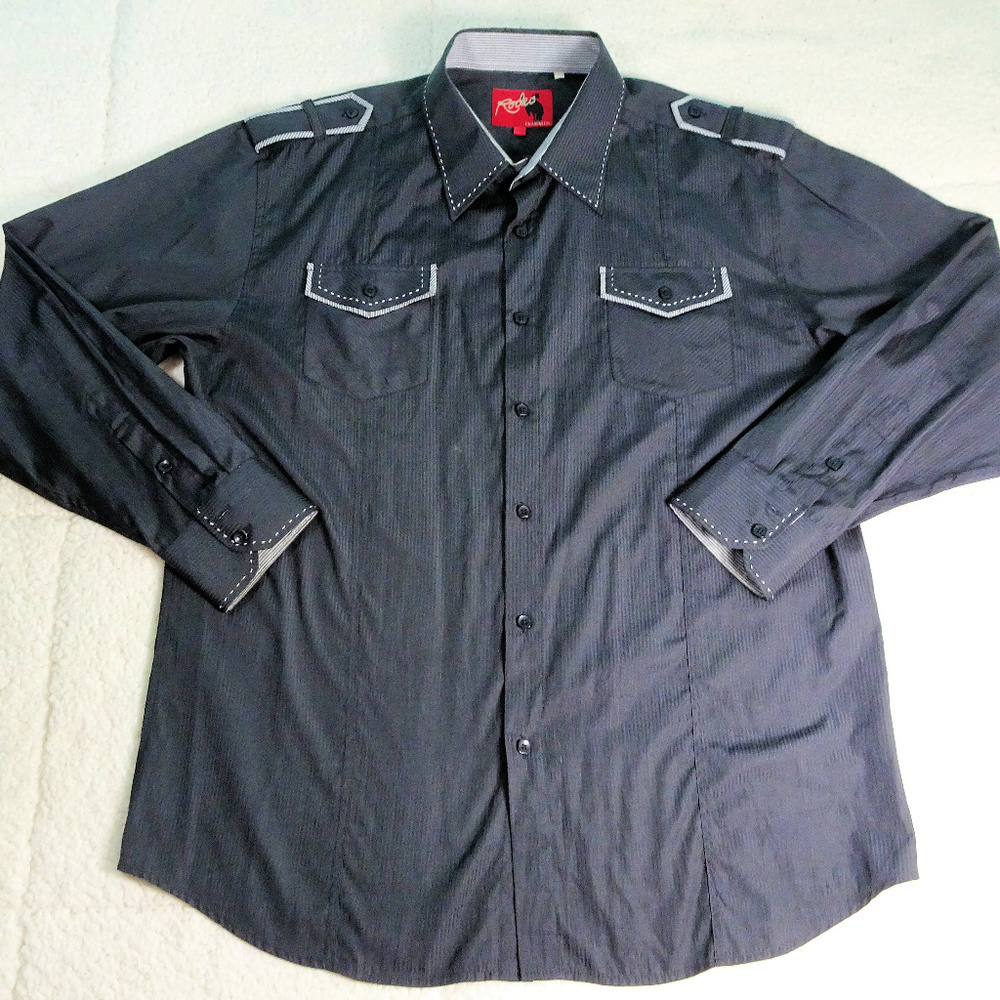 Rodeo Western Black Button Down Shirt 2XL XXL
